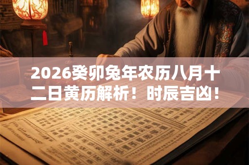 2026癸卯兔年农历八月十二日黄历解析！时辰吉凶！