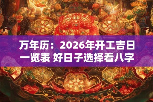 万年历：2026年开工吉日一览表 好日子选择看八字
