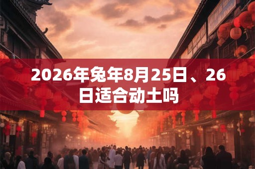 2026年兔年8月25日、26日适合动土吗