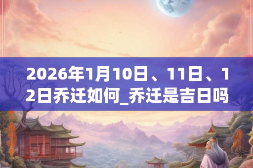 2026年1月10日、11日、12日乔迁如何_乔迁是吉日吗