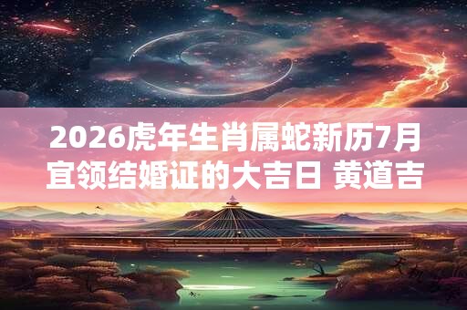 2026虎年生肖属蛇新历7月宜领结婚证的大吉日 黄道吉日查询