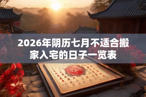 2026年阴历七月不适合搬家入宅的日子一览表