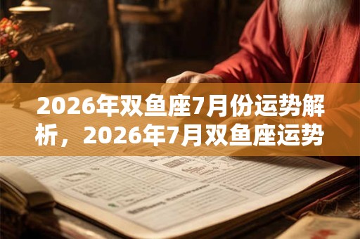 2026年双鱼座7月份运势解析，2026年7月双鱼座运势好不好？
