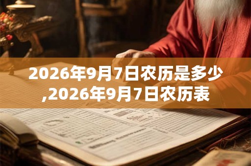 2026年9月7日农历是多少,2026年9月7日农历表
