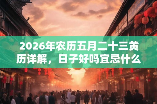 2026年农历五月二十三黄历详解,日子好吗宜忌什么? 2026年农历五月二十三黄历详解,日子好吗宜忌什么?