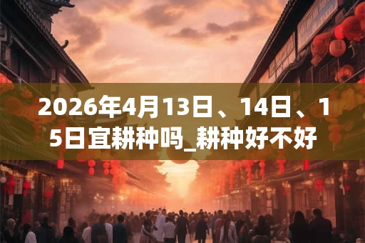 2026年4月13日、14日、15日宜耕种吗_耕种好不好