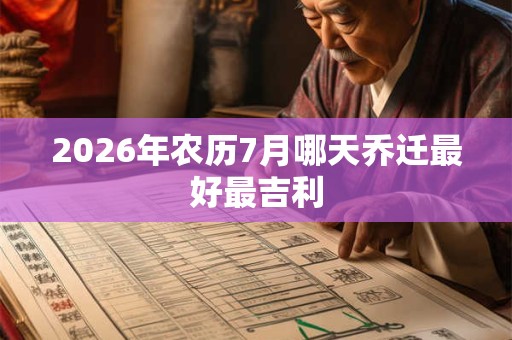 2026年农历7月哪天乔迁最好最吉利