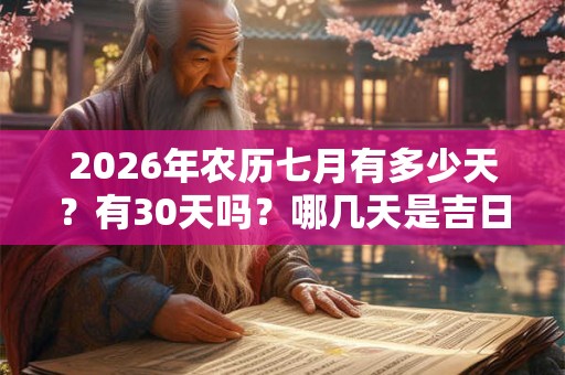 2026年农历七月有多少天？有30天吗？哪几天是吉日？