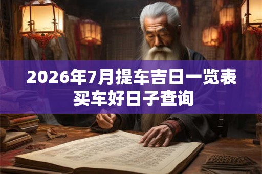 2026年7月提车吉日一览表 买车好日子查询