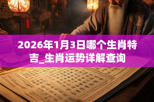2026年1月3日哪个生肖特吉_生肖运势详解查询