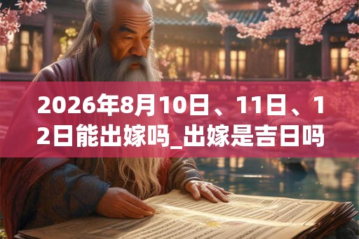 2026年8月10日、11日、12日能出嫁吗_出嫁是吉日吗