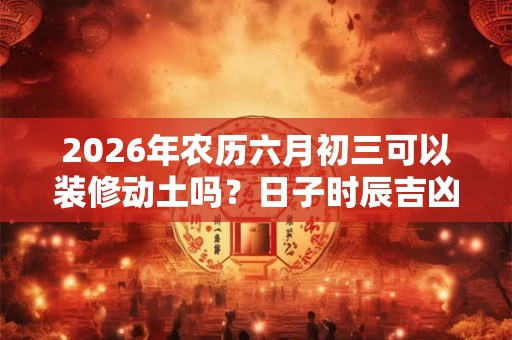 2026年农历六月初三可以装修动土吗？日子时辰吉凶如何？