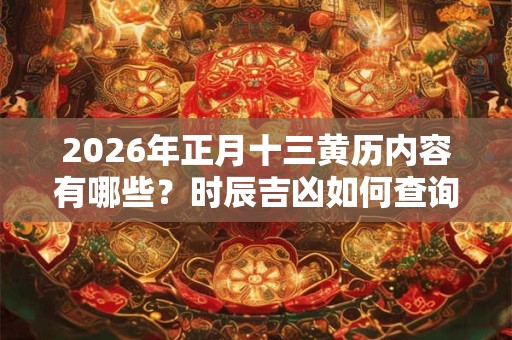 2026年正月十三黄历内容有哪些？时辰吉凶如何查询？