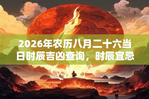 2026年农历八月二十六当日时辰吉凶查询，时辰宜忌查询