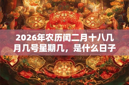 2026年农历闰二月十八几月几号星期几，是什么日子？