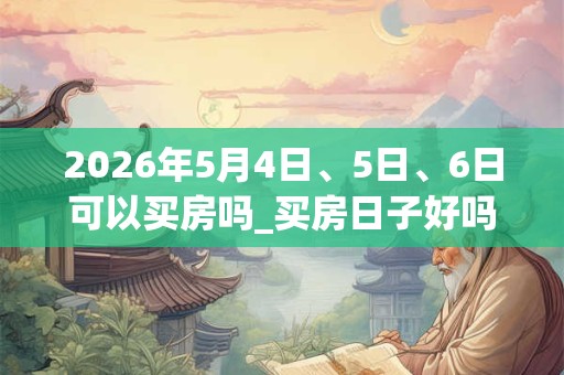 2026年5月4日、5日、6日可以买房吗_买房日子好吗