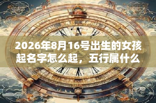 2026年8月16号出生的女孩起名字怎么起，五行属什么