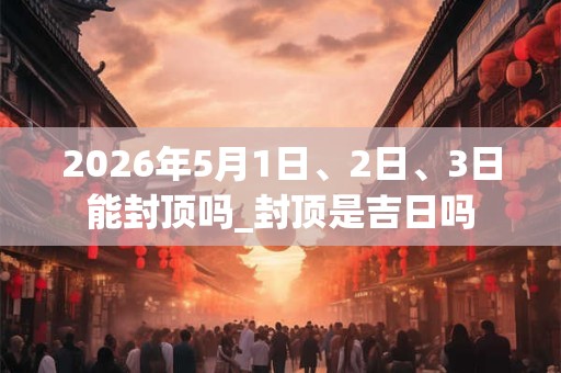 2026年5月1日、2日、3日能封顶吗_封顶是吉日吗