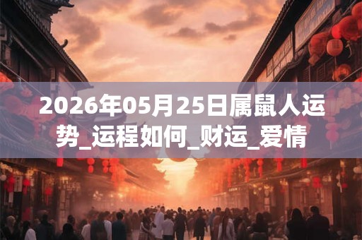2026年05月25日属鼠人运势_运程如何_财运_爱情