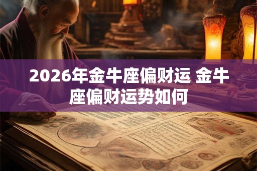 2026年金牛座偏财运 金牛座偏财运势如何