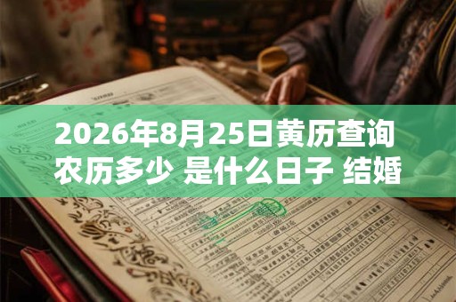 2026年8月25日黄历查询 农历多少 是什么日子 结婚吉时