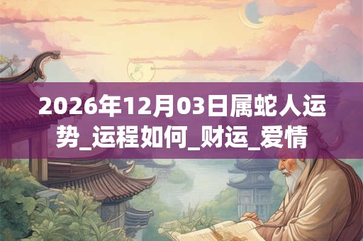 2026年12月03日属蛇人运势_运程如何_财运_爱情
