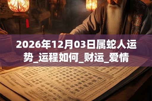 2026年12月03日属蛇人运势_运程如何_财运_爱情