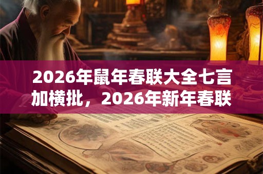 2026年鼠年春联大全七言加横批，2026年新年春联与寄语大全！