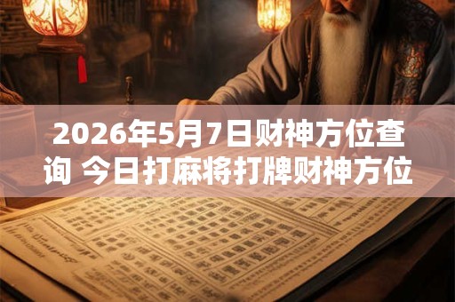 2026年5月7日财神方位查询 今日打麻将打牌财神方位！