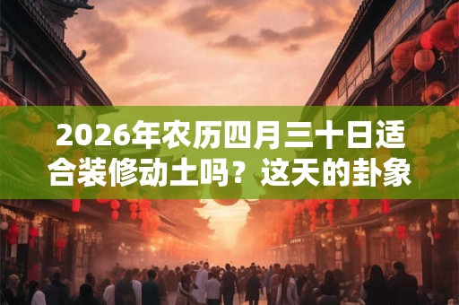 2026年农历四月三十日适合装修动土吗?这天的卦象好不好? 2026年农历四月三十日适合装修动土吗?这天的卦象好不好?