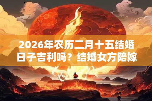 2026年农历二月十五结婚日子吉利吗？结婚女方陪嫁什么东西？