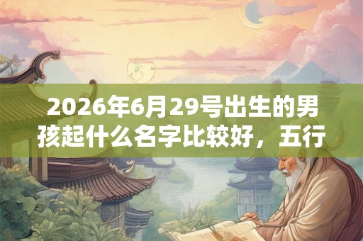 2026年6月29号出生的男孩起什么名字比较好，五行属什么