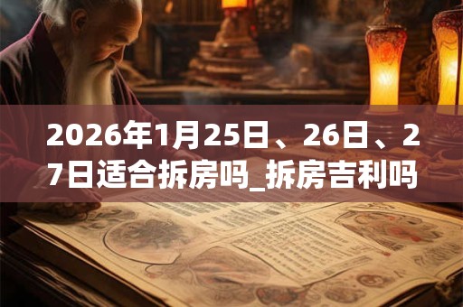 2026年1月25日、26日、27日适合拆房吗_拆房吉利吗
