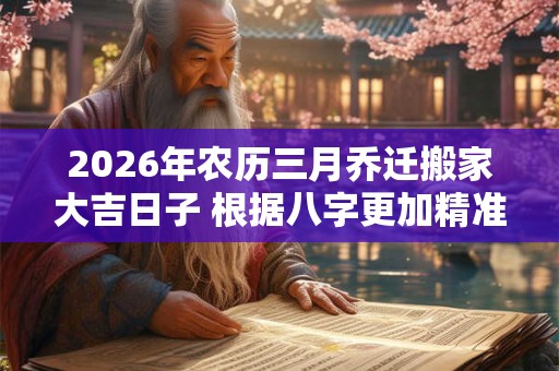 2026年农历三月乔迁搬家大吉日子 根据八字更加精准