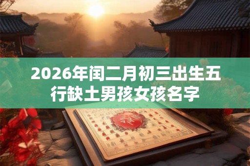 2026年闰二月初三出生五行缺土男孩女孩名字