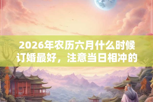 2026年农历六月什么时候订婚最好，注意当日相冲的生肖