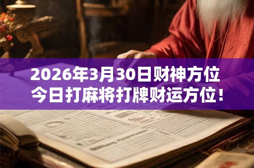 2026年3月30日财神方位 今日打麻将打牌财运方位！