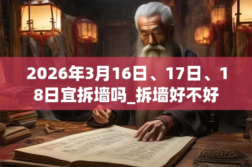 2026年3月16日、17日、18日宜拆墙吗_拆墙好不好