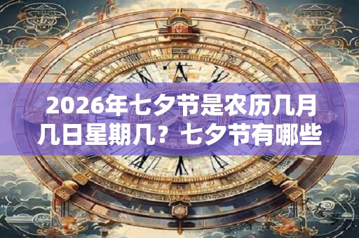 2026年七夕节是农历几月几日星期几？七夕节有哪些风俗？