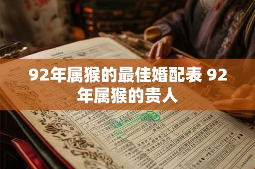 92年属猴的最佳婚配表 92年属猴的贵人