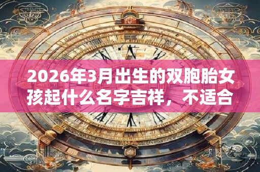 2026年3月出生的双胞胎女孩起什么名字吉祥，不适合用哪些字。