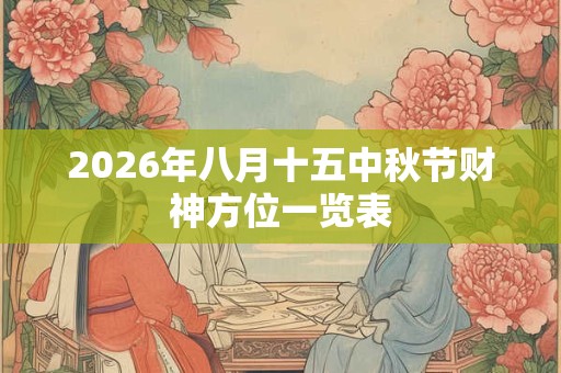 2026年八月十五中秋节财神方位一览表