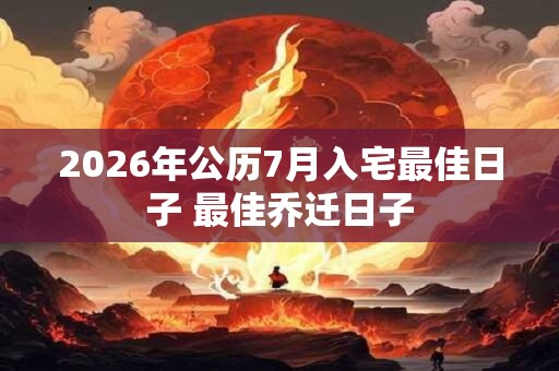 2026年公历7月入宅最佳日子 最佳乔迁日子 2026年公历7月入宅最佳日子 最佳乔迁日子