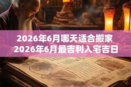 2026年6月哪天适合搬家 2026年6月最吉利入宅吉日