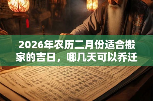 2026年农历二月份适合搬家的吉日，哪几天可以乔迁入宅？