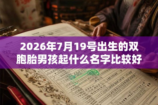 2026年7月19号出生的双胞胎男孩起什么名字比较好，五行属什么