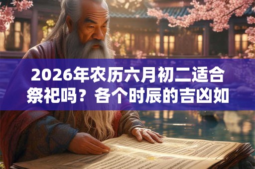 2026年农历六月初二适合祭祀吗？各个时辰的吉凶如何？
