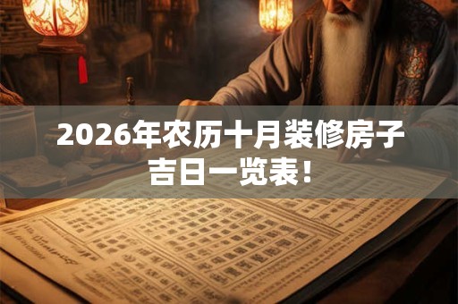 2026年农历十月装修房子吉日一览表！