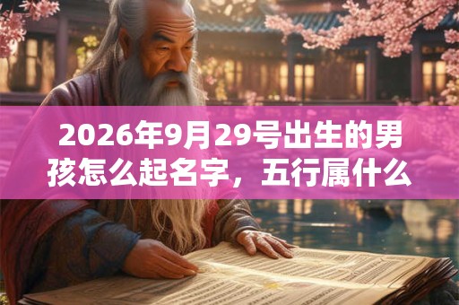 2026年9月29号出生的男孩怎么起名字，五行属什么