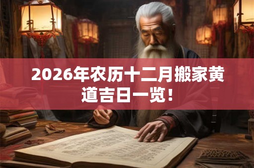 2026年农历十二月搬家黄道吉日一览！